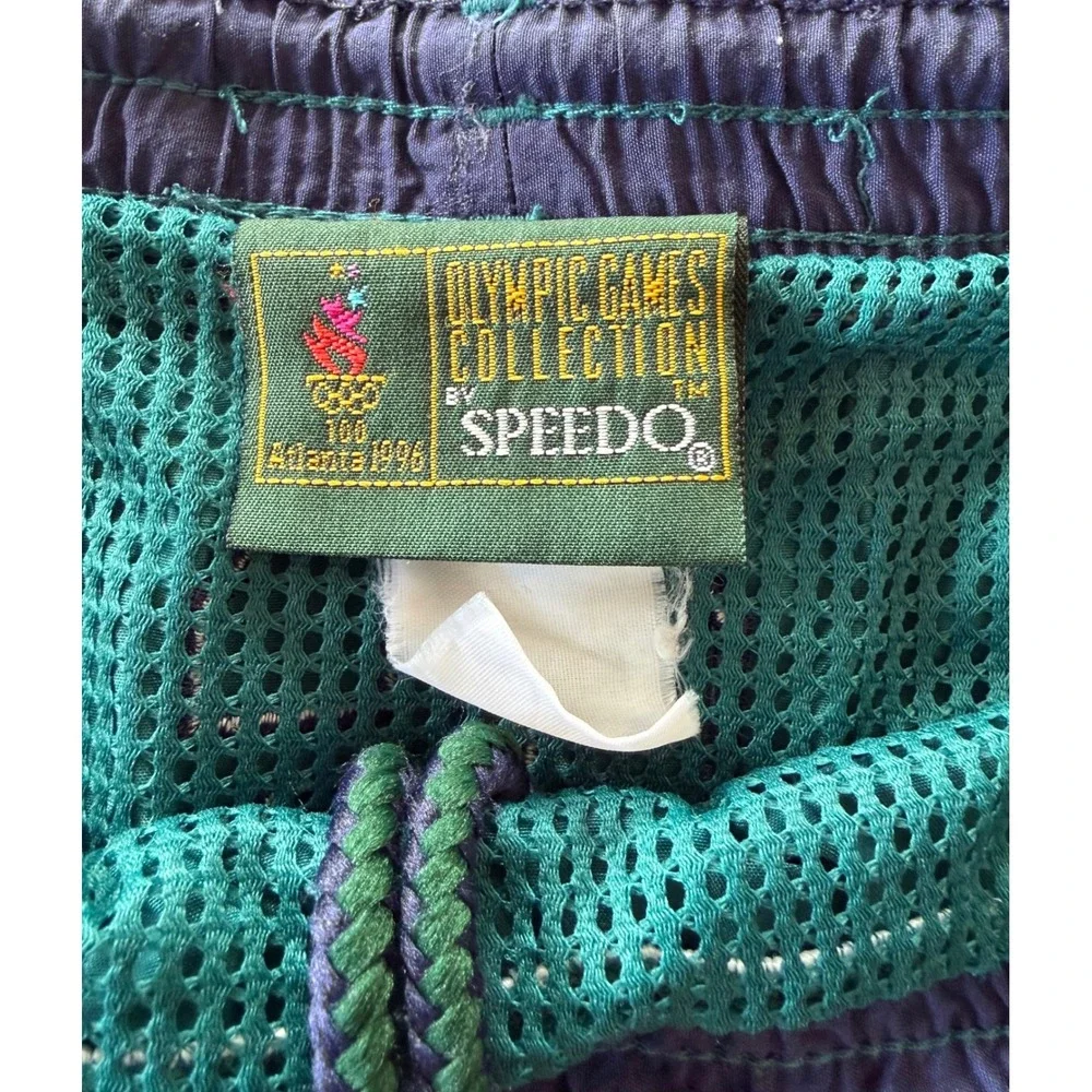 Vintage Speedo 1996 Atlanta Olympics Swim Trunks USA Flag Teal Mens XL Lined - Picture 5 of 9